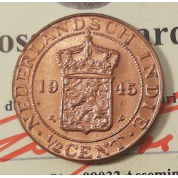 INDIE OLANDESI 1/2 CENT 1945 FDC RAME ROSSO
